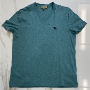 Burberry Teal V-Neck T-Shirt